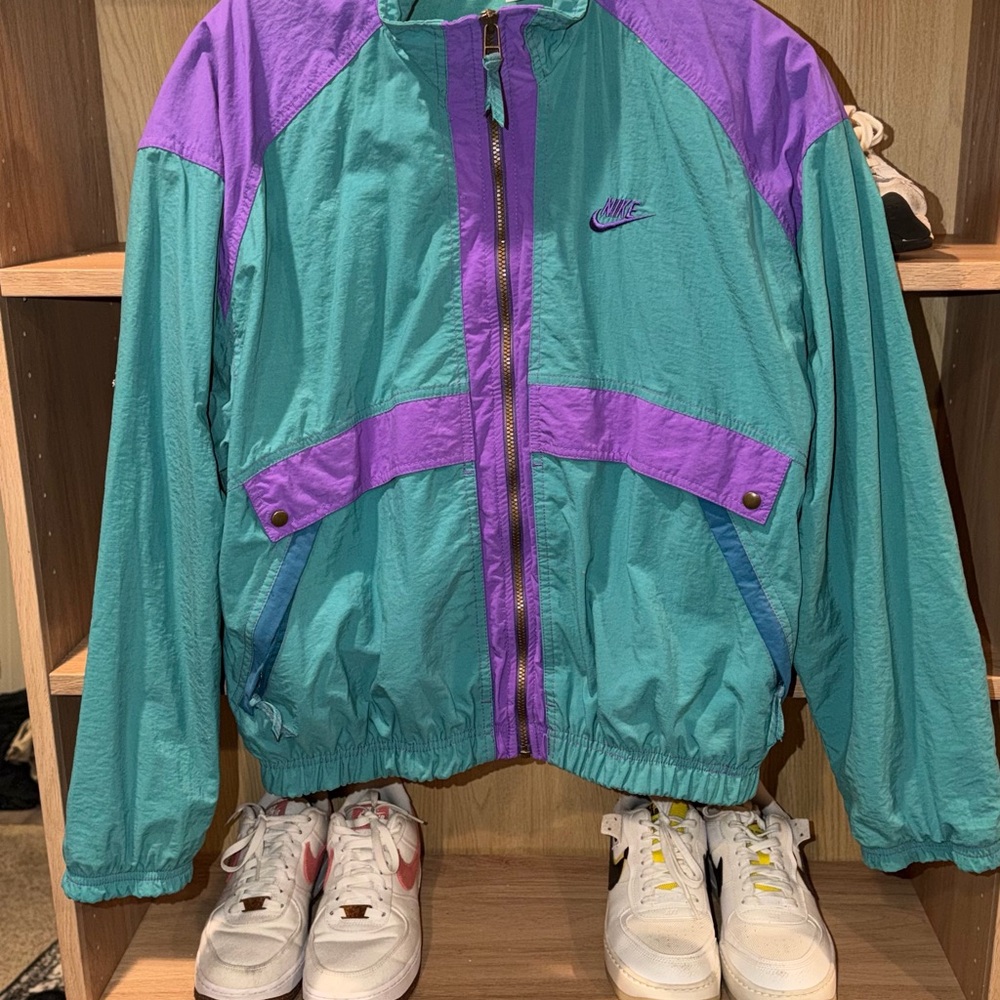 Nike Teal and Purple Colorblock Bomber Jacket